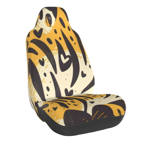Car Seat Cover Set (1-Piece) Front Seat Cushion Cover Elastic Breathable Seat Pad Universal Fit For Women & Men Suv, Truck, Van Car Seat Cover Accessories Tiger Skin Print Style Dimgray_1