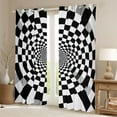 thumbnail image 2 of Homewish White Black Checkered Black Out Curtains,Classic Minimalist Plaid Curtains Pack of 2 (42x63 Each),Geometric Buffalo Print Bedroom Curtains For Girls Teens,Breathable Home Decor, 2 of 6