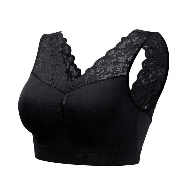 Full Figure Plus Size ComfortLift Rose Lace Wirefree Support Bra,Sexy