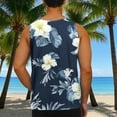 thumbnail image 6 of WAENQINLA Beach Tank Top Men Crew Neck Sleeveless Shirts Flower Hawaii Shirts Tank Undershirts Casual Summer Muscle T-Shirt Navy M, 6 of 6