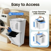 Multifunctional 2-Layer Plastic Laundry Basket with Wheels for Efficient Storage