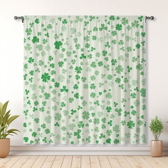 St. Patrick's Day Style Curtains Clover Curtains Blackout Curtains Suitable For Room Bedroom Decoration Christmas Gifts(Rod pocket)
