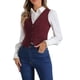 thumbnail image 4 of Chaleco de mezclilla sin mangas para mujer INSPIRE CHIC, con cuello en V y botones, casual, talla XL, color rojo vino, 4 of 6