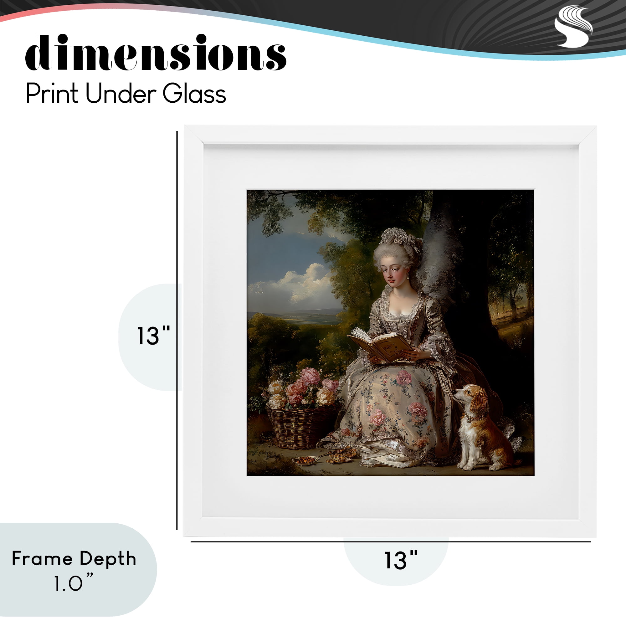 Stupell Industries Rococo Lady with Dog White Framed Print Under Glass, design by The Wands Want
