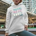thumbnail image 2 of You Had Me at Woof with Paws, Groovy Wavy Text Art Merch Gift, White Hooded Sweatshirt or Hoodie, Small, 2 of 5