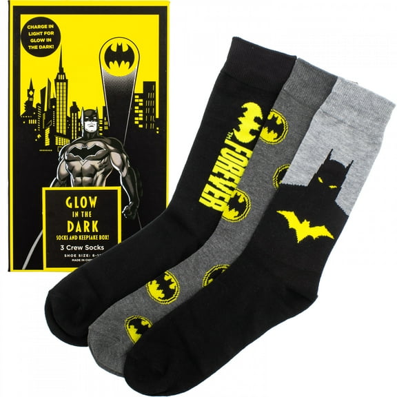 Batman 85 Years 3-Pair Crew Socks in Glow in The Dark Box