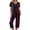 Purple, variant on Women Halloween Pajamas Set Print Halloween Pj Set 2-Piece Outfit Short Sleeve Top and 7/8 Pants for Parties, Daily Wear Black L