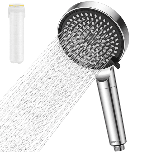 Berssen Filtered Handheld Shower Head with 5-Layer Filtration System, Replaceable Filter Cartridge, 3 Spray Modes, 5.12" Large High Pressure Shower Head