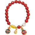 thumbnail image 1 of Pulsera de cornalina oriental hecha a mano para mujer, estilo retro literario, Mediano, Rojo -, 1 of 5