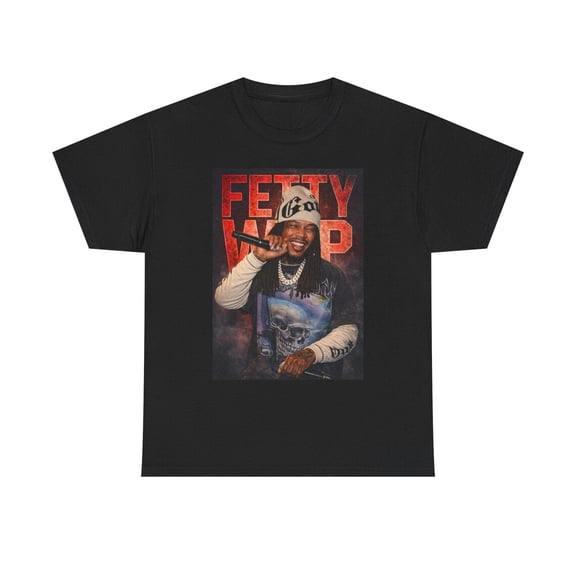 Fetty Wap Smiling Rapper Portrait Unisex T-shirt For Fan,Black Color,Size 2XL