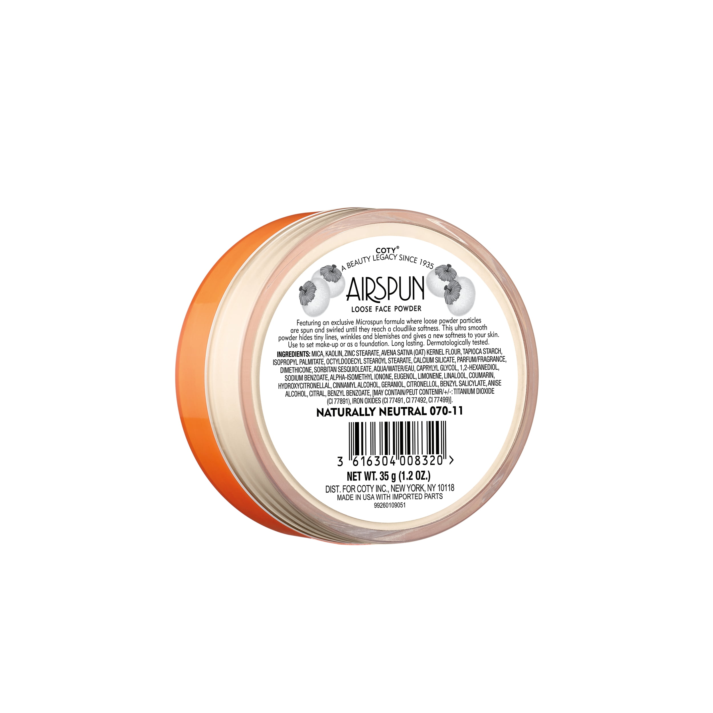 Airspun Loose Powder, 001 Naturally Neutral, 1.2 oz, Talc Free