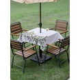 thumbnail image 3 of Outdoor Tablecloth with Umbrella Hole and Zipper, Purple Flowers Square Table Cloth 60x60 Inch Waterproof Tablecloth, Botanical Watercolor Wildflowers Floral Picnic Table Cover for Patio Camping, 3 of 7