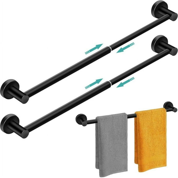 GAR Towel Racks for Bathroom-Adjustable Towel Holder(13.18inch-24inch) Sturdy and Rustproof Towel Bar Wall Mounted, Single Towel Bar Rod for Bathroom Accessories(2Pcs,Black)