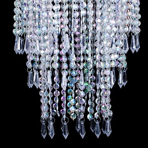 Sparkling Iridescent Beaded Chandeliers 8 6 Inches Diameter For Wedding Centerpiece Living Room Bedroom Event Party Com Sparkling Iridescent Beaded Chandeliers, Crystal Chandelier With Drum Shaders
