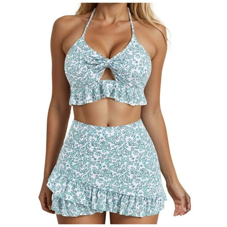 CAICJ98 Bikini Sets Women Sexy Thong String Two Piece Bikini Set Cheeky Halter Swimsuit Mint Green S