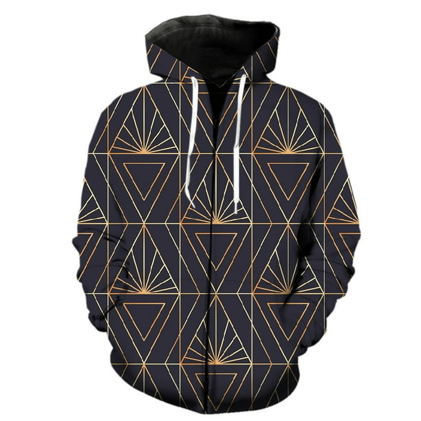 Sudadera con capucha y cremallera para hombre, con estampados geométricos abstractos, talla grande, estilo urbano, chaquetas con capucha, estilo Harajuku de primavera