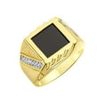 thumbnail image 3 of RYLOS Men's Rings 14K Yellow Gold Designer Ring With Diamonds and Black Onyx Rings For Men Size 10, 3 of 6