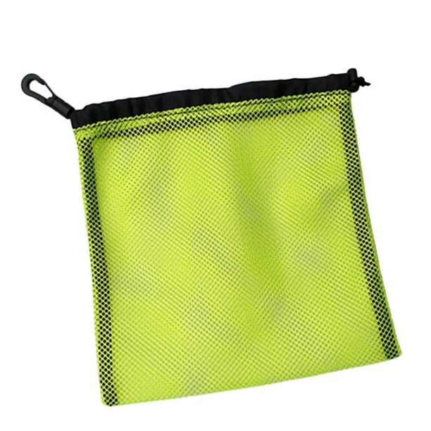 Bolsa de malla con cordón para pelotas de golf, tenis, gimnasio, ducha, juguetes para lavar y nadar. Amarillo