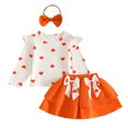 thumbnail image 4 of WhouRiu Baby Girls Casual Outfits Long Sleeve Ruffle Tees Bow Skirts And Headband Sets Cute Clothes, 4 of 8