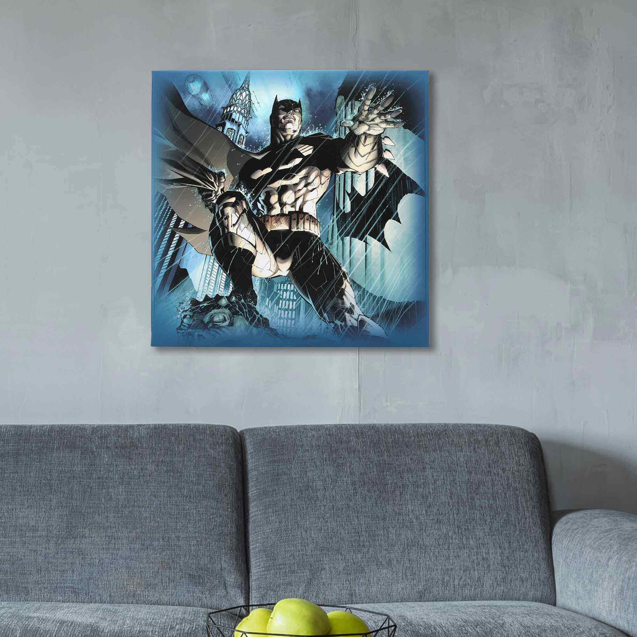 DC Comics Batman Gotham City Gallery Wrapped Canvas Wall Decor - Large Batman Wall Art for Man Cave or Movie Room
