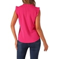 thumbnail image 3 of INSPIRAR CHIC Blusas de Trabajo Sin Mangas con Volantes para Mujeres, Cuello en V, Talla XL, Rosa Fucsia, 3 of 6