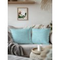 thumbnail image 3 of Outdoor Pillows Waterproof, Bluish Green Solid Color Bedding Throw Pillows with Insert for Couch Sofa Bed, Minimalist Vintage Linen Texture 16x16 Inch Pillowcases Decorative Patio Pillow Set of 2, 3 of 8