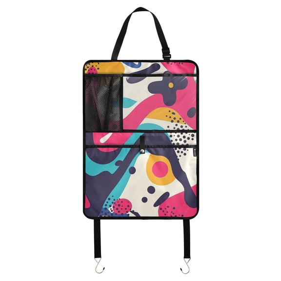 Abstract colorful fluid shapes(4) Car Seat Back Kick Protectors,32 Pack Kick Mats with Storage Pockets for Vehicles to Protect from Dirt, Mud & Scratches