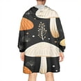 thumbnail image 2 of Colorful Mushroom Plant Black Pattern Wearable Oversized Blanket,Wearable Blanket Hoodie for Adults,Cozy Hooded Blankets with Super Pockets,Super Warm Fuzzy Pullover for Women & Men, 2 of 6