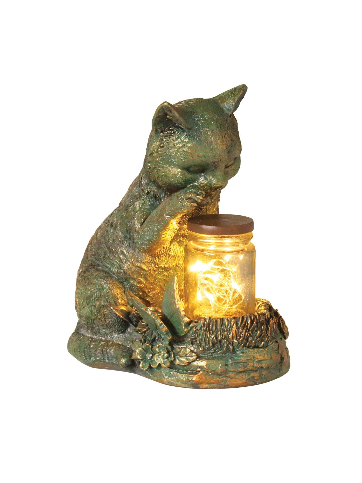 Handmade Cat Silhouette Light Up Decorated Jar 