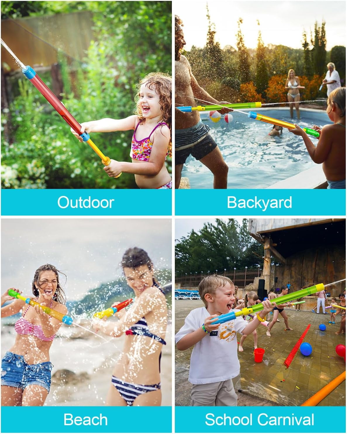 5Pcs Water Pump Gun for Kids 4-8 Year, Water Squirter Blaster for Summer Swimming Pool, Backyard, Beach Outdoor Toys