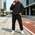 thumbnail image 5 of Delconic Mens 2 Piece Hoodie and Jogger Set Pullover Hooded Sweatshirt with Kangaroo Pocket Drawstring Pants Casual Tracksuit Black 3XL, 5 of 9