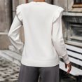 thumbnail image 5 of Duoif Sweaters for Women Trendy Women's Ruffled Sweater Loose Solid Color Crewneck Pullover Fashion Sweater Women's Sweaters Womens Tops White M, 5 of 9