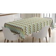 thumbnail image 1 of Chevron Tablecloth, Pixel Shaped Zigzag Stripes with Distressed Look Geometric Waves, Rectangular Table Cover for Dining Room Kitchen, 60 X 90 Inches, Brown Seafoam Olive Green, by Ambesonne, 1 of 3