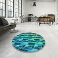 thumbnail image 3 of Ahgly Company Indoor Square Patterned Dark Turquoise Green Area Rugs, 6' Square, 3 of 6