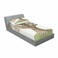 thumbnail image 3 of Ambesonne Tree Fitted Sheet & Pillow Sham Set, Sketch Nature, Queen, Green Brown, 3 of 3