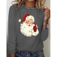 thumbnail image 1 of Camiseta con estampado navideño para mujer, Top holgado y cómodo de manga larga, estilo informal, primavera y otoño, novedad, 1 of 5