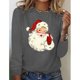 thumbnail image 1 of Camiseta con estampado navideño para mujer, Top holgado y cómodo de manga larga, estilo informal, primavera y otoño, novedad, 1 of 5