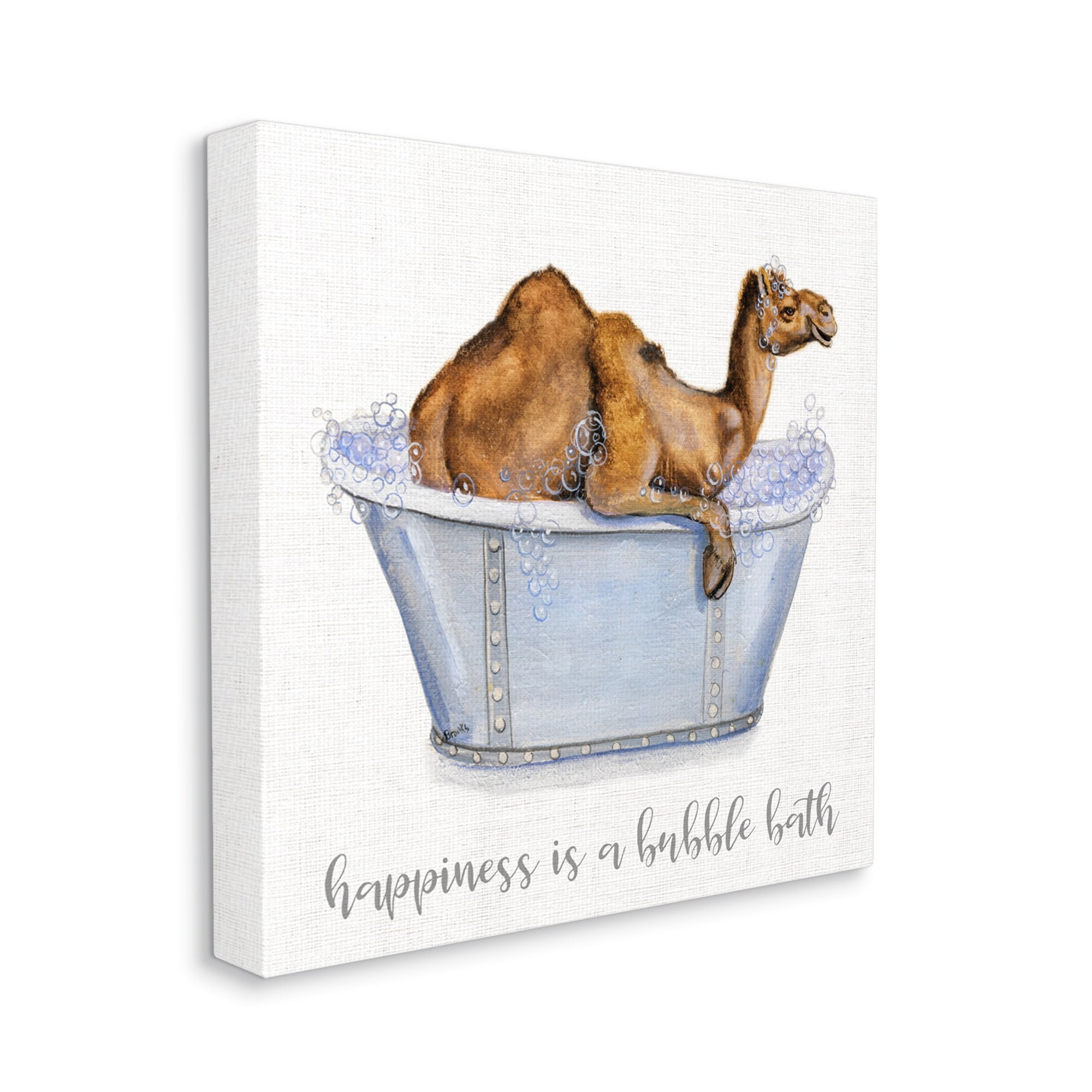 Stupell Industries Happiness Is a Bubble Bath Desert Camel Bathroom, 17 x 17,Design by Donna Brooks
