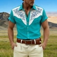 thumbnail image 2 of CONZONE Mens Buttons Down Shirts Short Sleeve Shirts for Men Trendy Western Cowboy Graphic Lapel Soft Lightweight Tops, 2 of 4