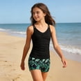 thumbnail image 2 of Shadoumai Girls' 2 Piece Tankini Swimsuit Summer Bathing Suit Ruched Tank Swim Shorts Kids Swimwear for 9-18 Years, 2 of 5