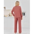 thumbnail image 2 of Ekouaer Womens 2 Pack Pajama Sets Long Sleeve Leopard Top with Pants Pjs Black Sleepwear Soft Lounge Sets, 2 of 6