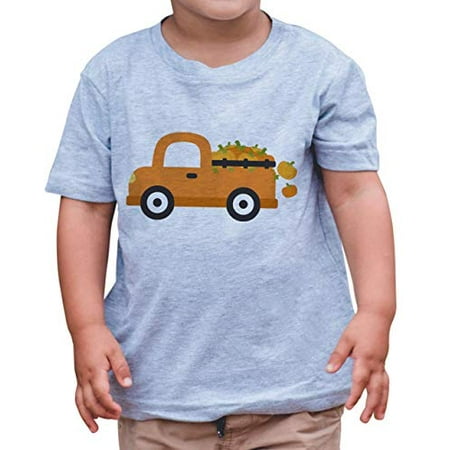 

7 ate 9 Apparel Kids Pumpkin Truck Halloween Fall T-Shirt Grey