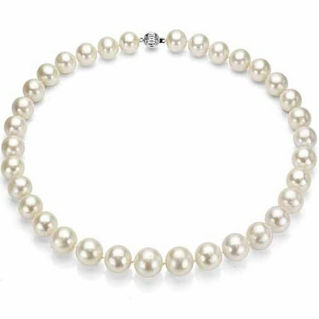 Ultra-Luster 7-8mm White Genuine Cultured Freshwater Pearl 18 Necklace and Sterling Silver Ball Clasp