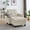 Beige, variant on 49" Soft Fabric Couch Bed, Multifunctional Convertible Sofa Bed with adjustable backrest, Convertible Chaise Lounge Indoor with usb port and swivel side table for living space and apartment, Beige