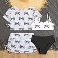 thumbnail image 2 of YDFCWXW Girls Swimsuit 4 Piece Bathing Suits Cute Bow Tropical Floral Bikini Tankini Sets with Cover Ups Beach Skirt for 8-12 Years (White, 9-10 Years), 2 of 6
