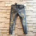 thumbnail image 2 of Pantalones vaqueros para hombre, pantalones cortos con agujeros, pantalones vaqueros para hombre, ajustados, ajustados, rotos, ajustados, desgarrados, otoño 2024, denim coreano, 2 of 5