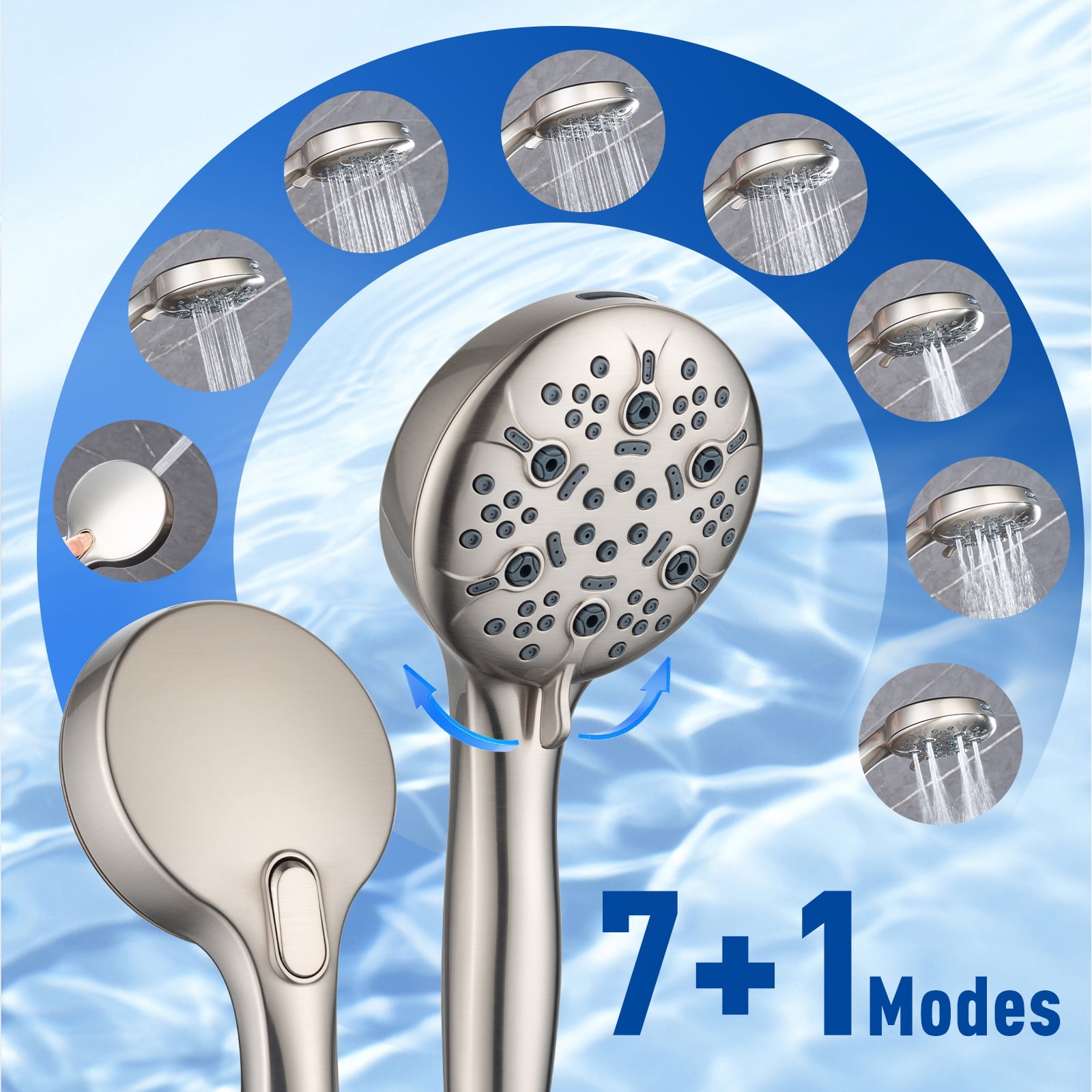 Joyrain Multi-angle adjustable showerhead& Handheld High-pressure 8 Spray Modes Shower Head, Rain Shower Combination with Straight Adjustable Extension Arm
