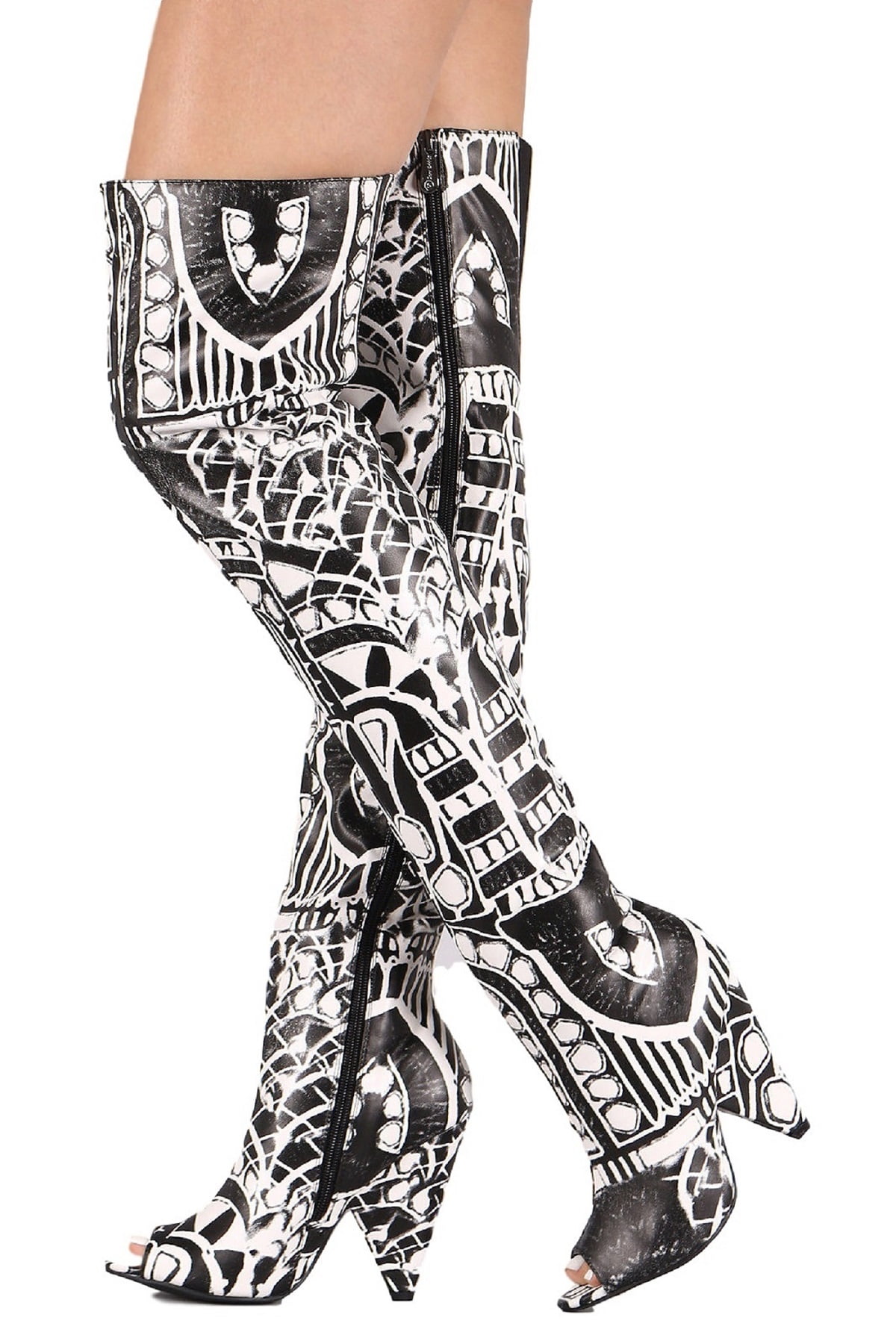 knee high cone heel boots