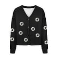 thumbnail image 4 of TFEOQRY Women's Casual Flannel Cardigan Jacket Fashion Printed Button Short Jacket Tops Black, 4 of 5