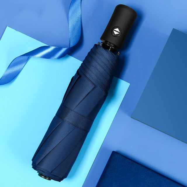 1 PACK Travel Umbrella Windproof 8 RIBS Auto Open & Close Collapsible Folding Small Compact Umbrella for Rain Blue